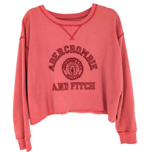 VTG Y2K Abercrombie & Fitch Womens Coral Graphic Collegiate Academia Crop Top SM